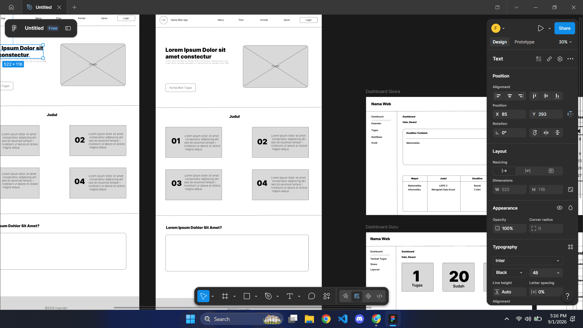 Desain Web App " SiBelajar "